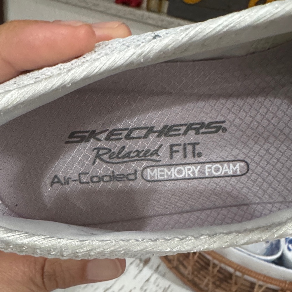 Skechers Women's Sparkling White Slip-On Sneakers - Picture 5 of 5